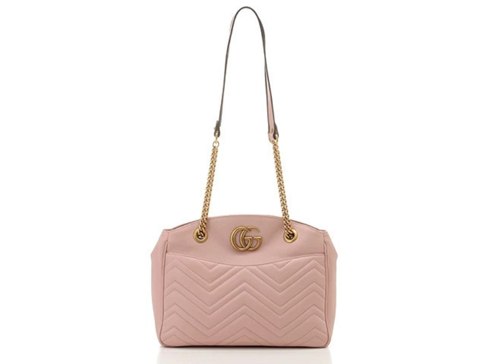 Gucci GG Marmont Chain Shoulder Bag Calfskin Pink